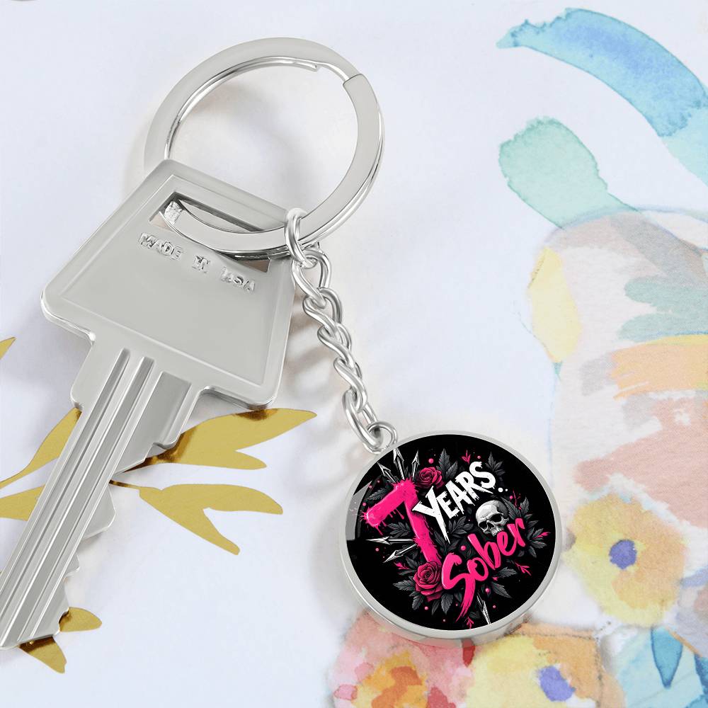 Celebrate 7 Years Sober Keychain ~ Personalized Seven Year Milestone Gift