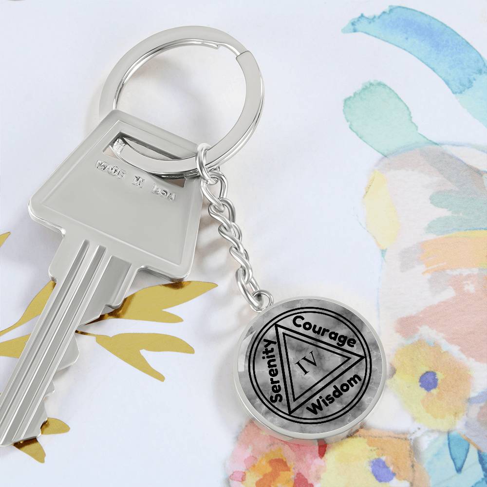 1-30 Custom Sobriety Keychain - Personalized Engraved Message On Back