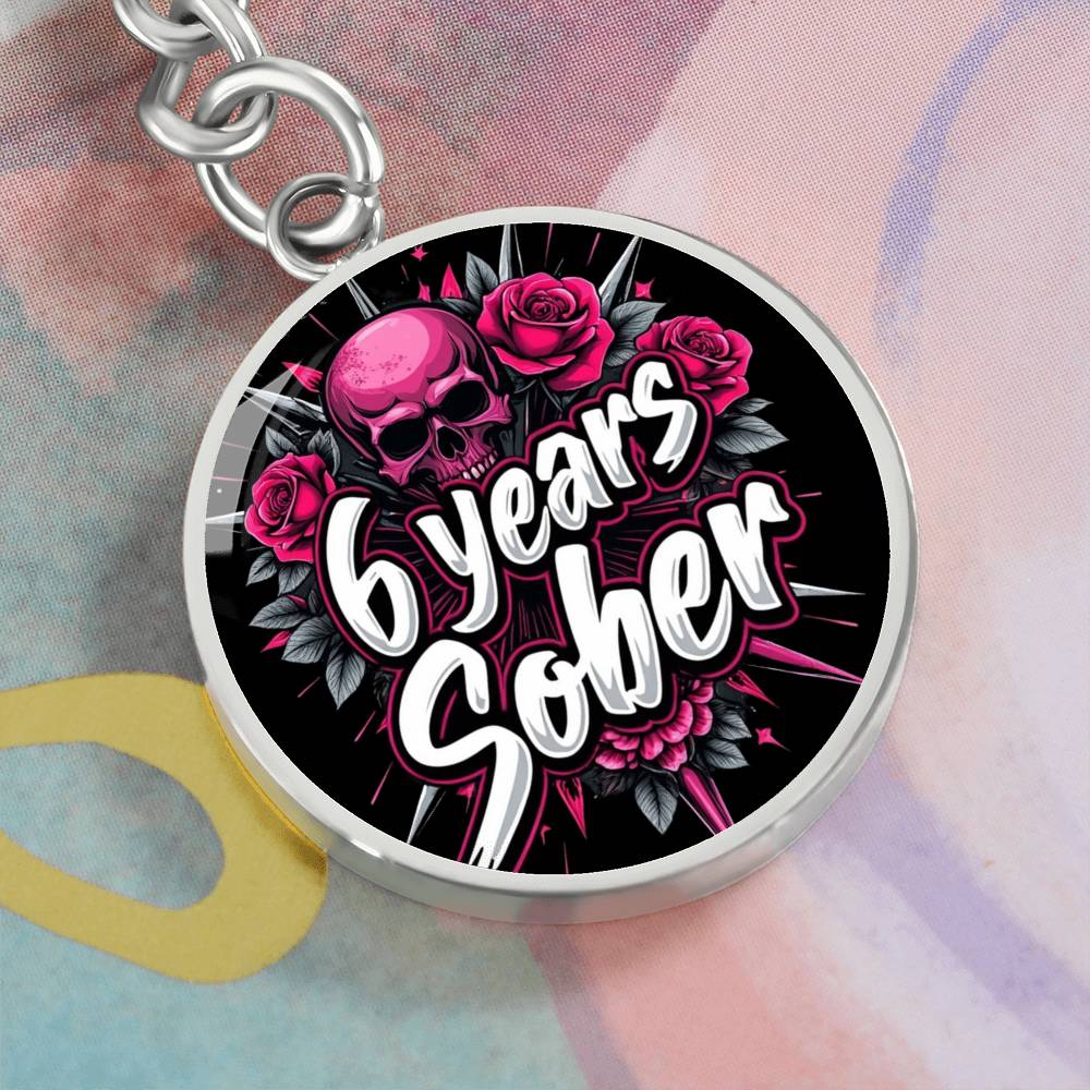 Celebrate Six Years Sober Keychain ~ Personalized 6 Year Milestone Gift