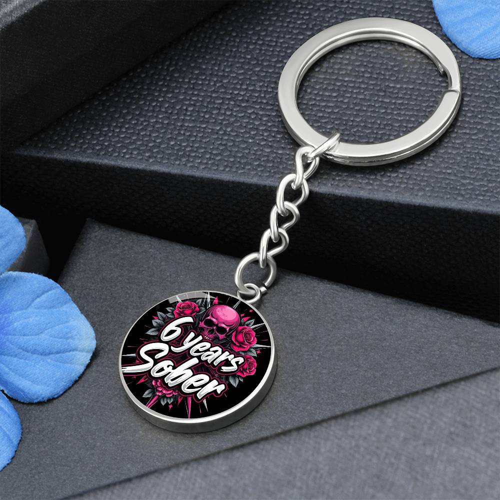 Celebrate Six Years Sober Keychain ~ Personalized 6 Year Milestone Gift