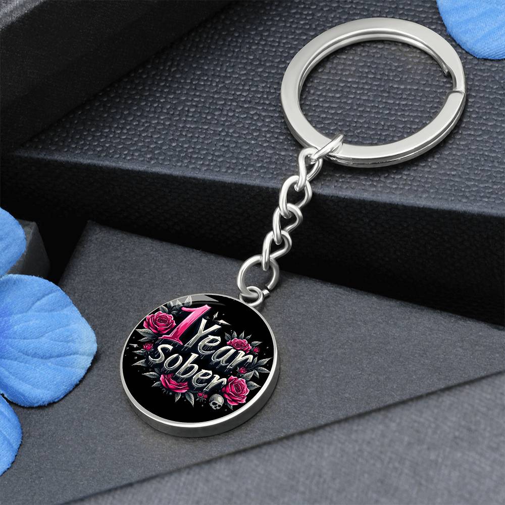 Engraved 1 Year Sober Keychain ~ Personalized One Year Milestone Gift