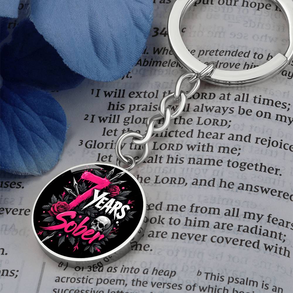 Celebrate 7 Years Sober Keychain ~ Personalized Seven Year Milestone Gift