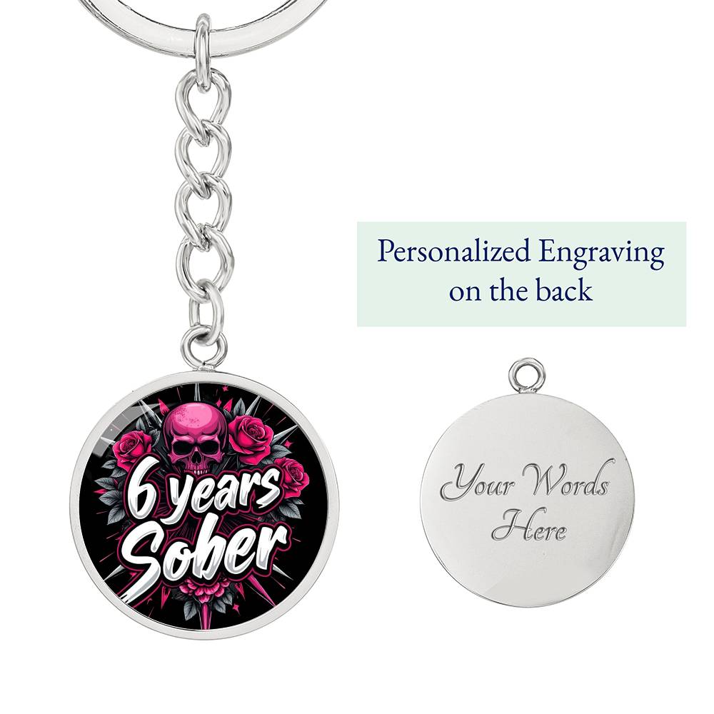 Celebrate Six Years Sober Keychain ~ Personalized 6 Year Milestone Gift