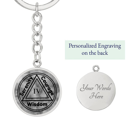 1-30 Custom Sobriety Keychain - Personalized Engraved Message On Back