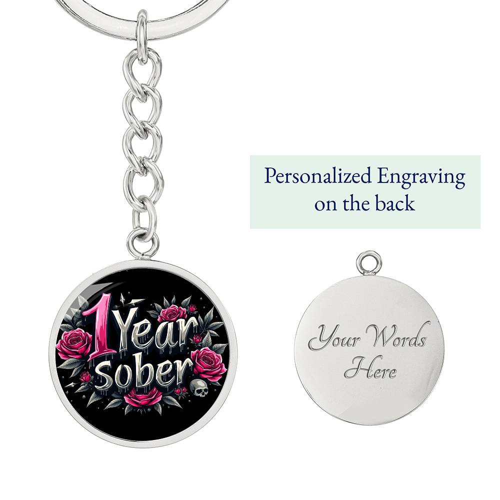 Engraved 1 Year Sober Keychain ~ Personalized One Year Milestone Gift