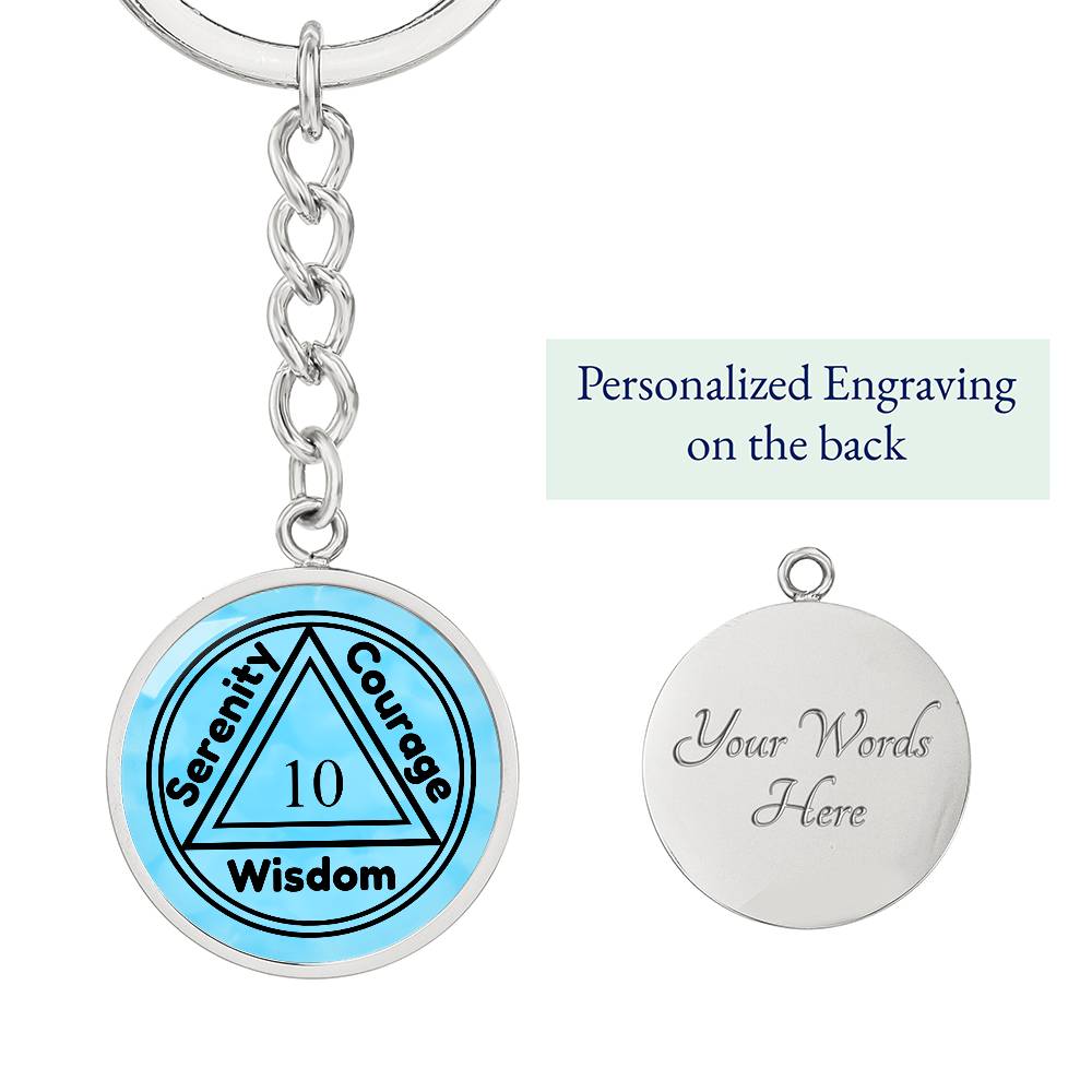 1-30 Years Sobriety Keychain - Serenity Prayer With Personal Engraved Message On The Back