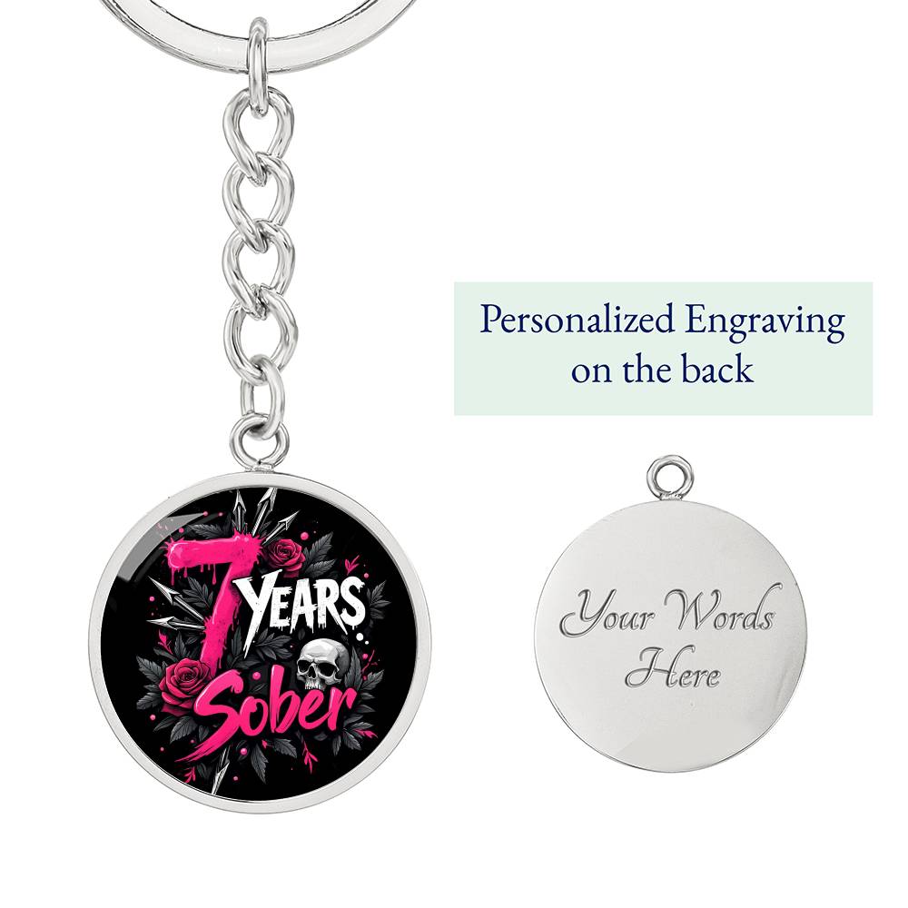 Celebrate 7 Years Sober Keychain ~ Personalized Seven Year Milestone Gift