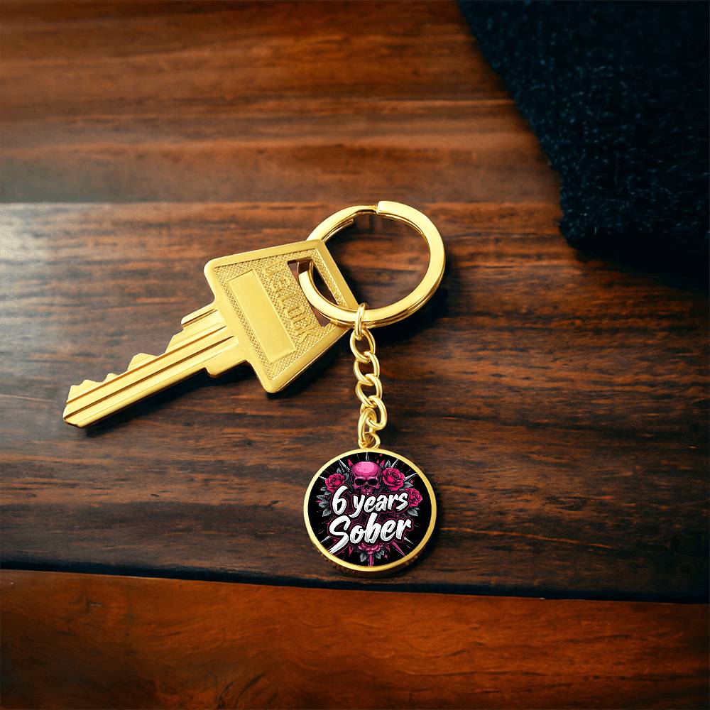 Celebrate Six Years Sober Keychain ~ Personalized 6 Year Milestone Gift