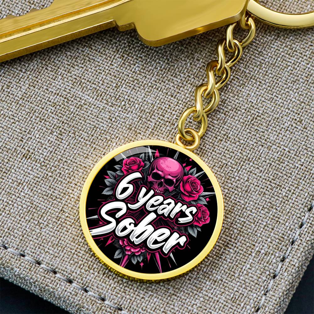 Celebrate Six Years Sober Keychain ~ Personalized 6 Year Milestone Gift