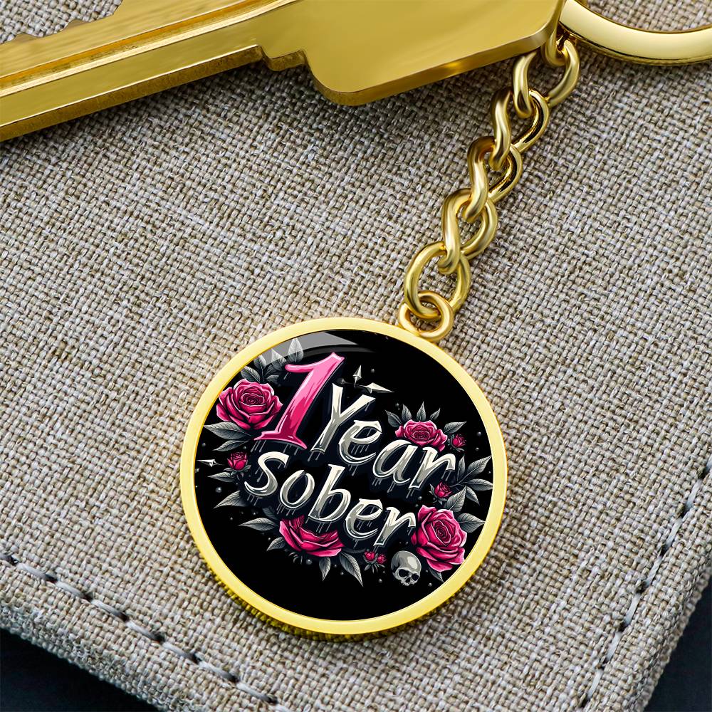 Engraved 1 Year Sober Keychain ~ Personalized One Year Milestone Gift