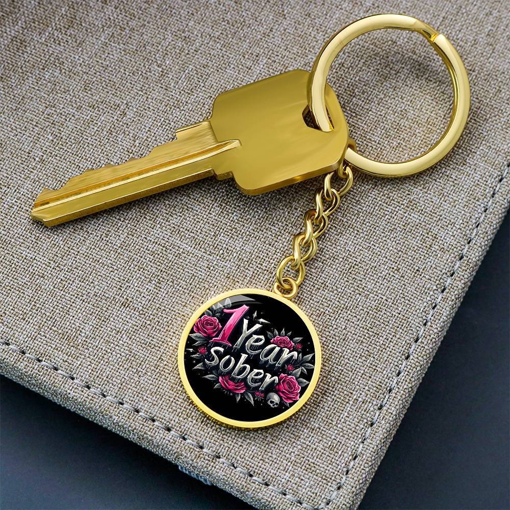 Engraved 1 Year Sober Keychain ~ Personalized One Year Milestone Gift