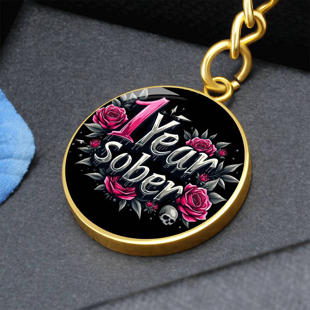 Engraved 1 Year Sober Keychain ~ Personalized One Year Milestone Gift