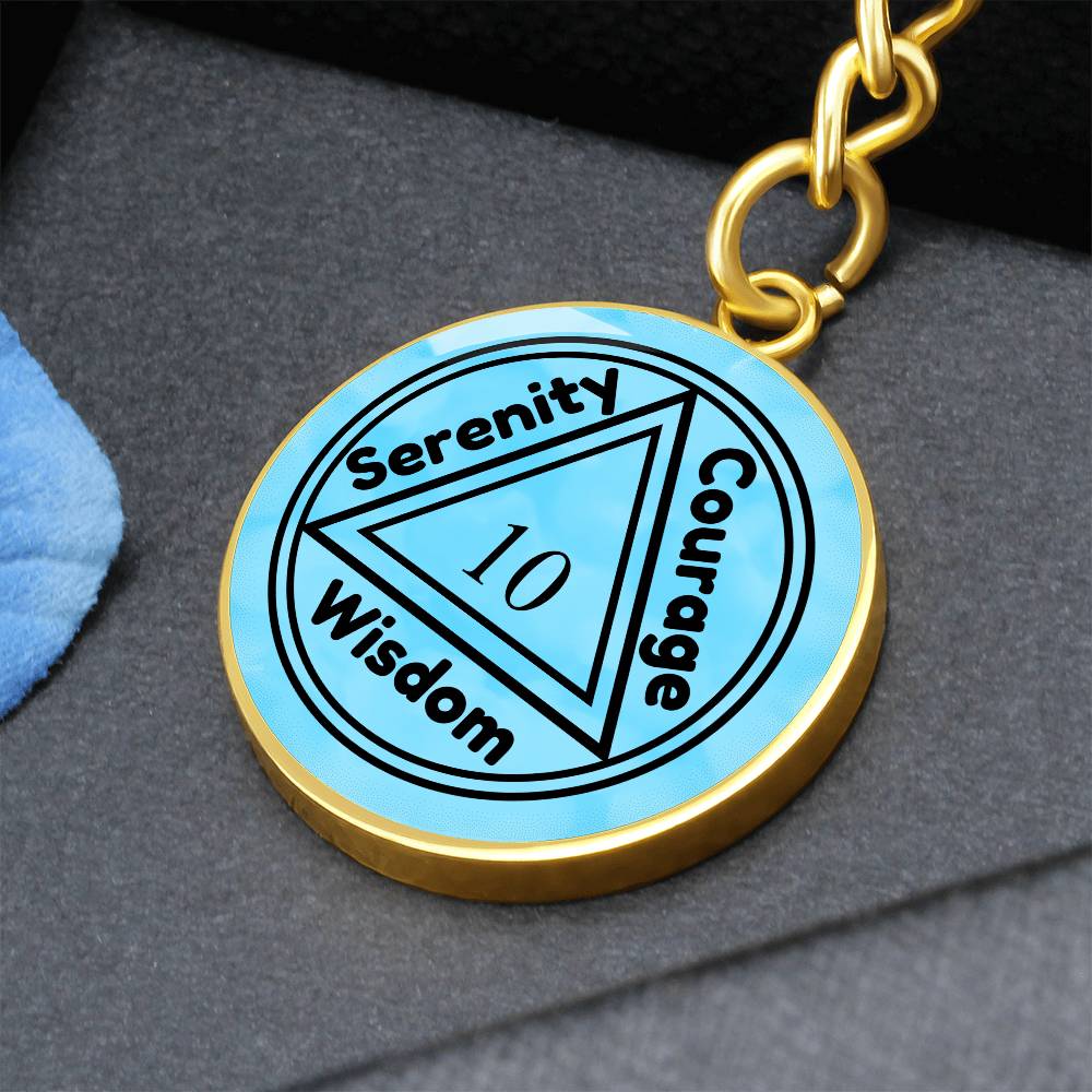 1-30 Years Sobriety Keychain - Serenity Prayer With Personal Engraved Message On The Back