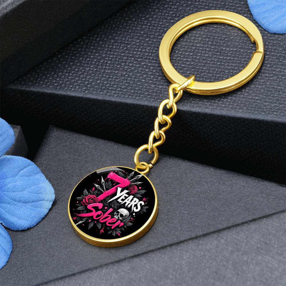 Celebrate 7 Years Sober Keychain ~ Personalized Seven Year Milestone Gift