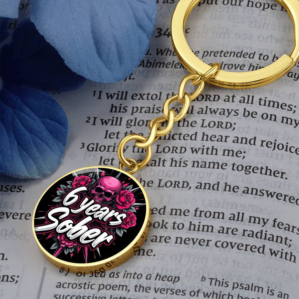 Celebrate Six Years Sober Keychain ~ Personalized 6 Year Milestone Gift