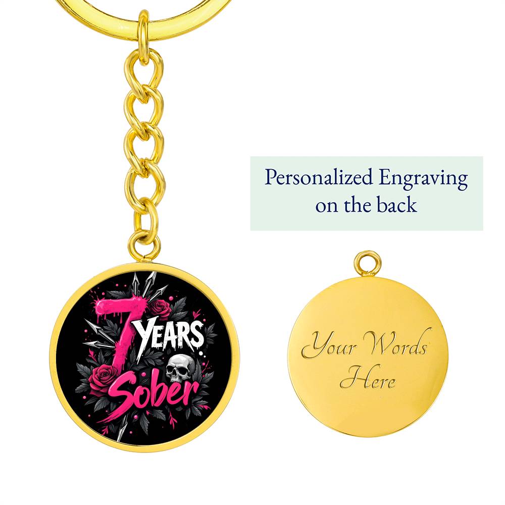 Celebrate 7 Years Sober Keychain ~ Personalized Seven Year Milestone Gift