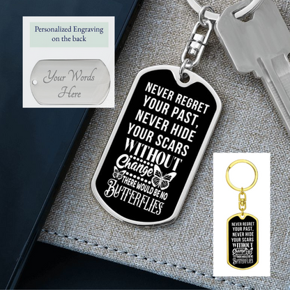 Custom Keychain with motivational message | Engrave personalized message on back