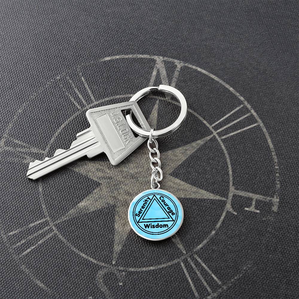 1-30 Years Sobriety Keychain - Serenity Prayer With Personal Engraved Message On The Back