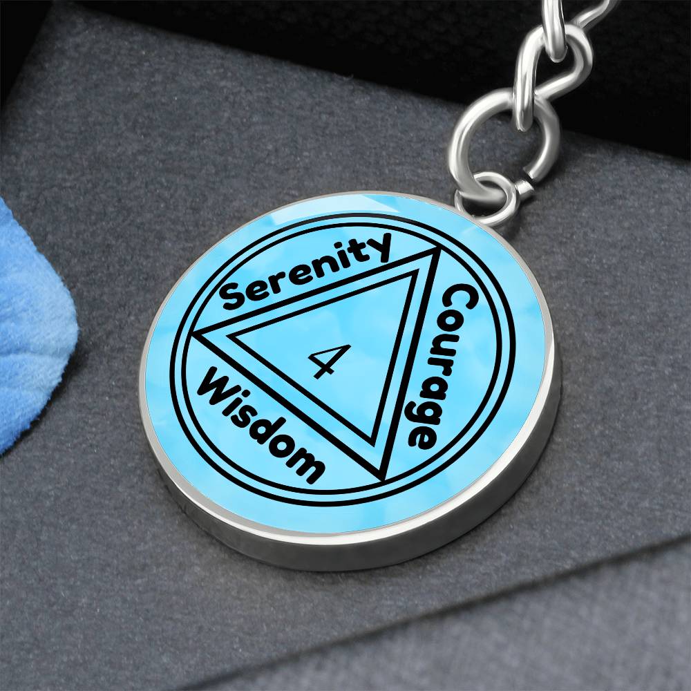 1-30 Years Sobriety Keychain - Serenity Prayer With Personal Engraved Message On The Back