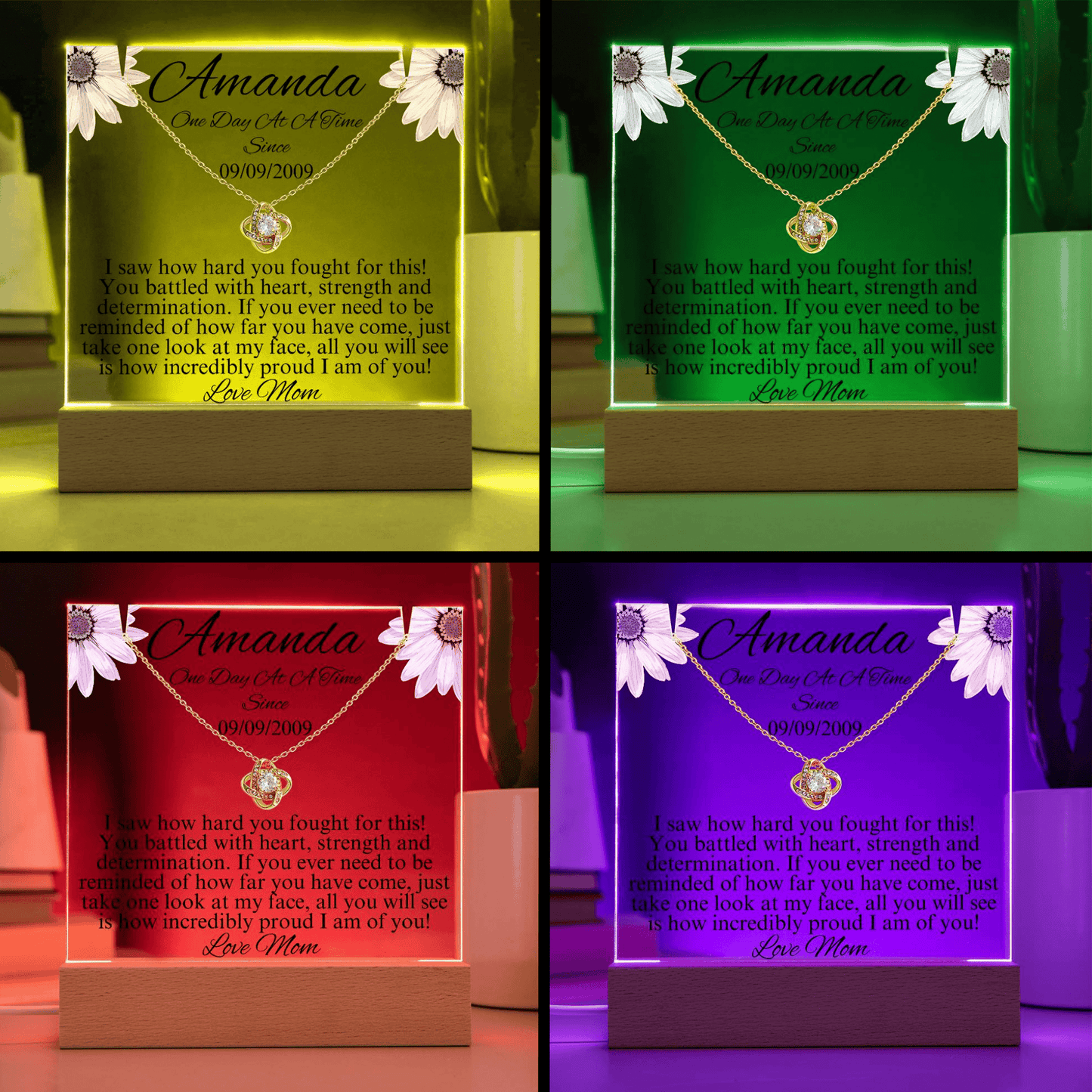 LED Sobriety Gift with Necklace Bundle ~ Customize Sobriety Date and names