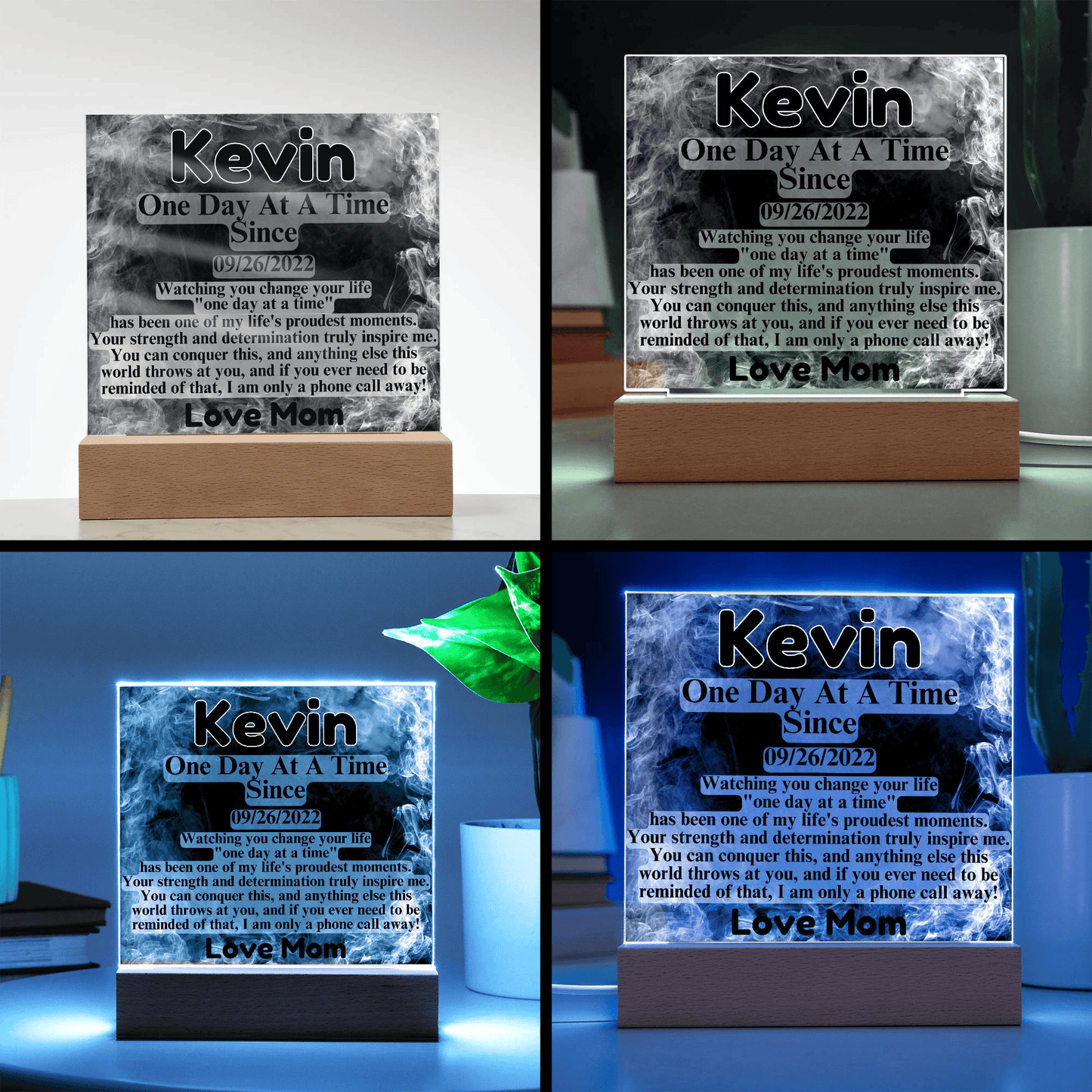 LED Custom Sobriety Date Plaque ~ One Day At A Time ~ Gift for son in recovery