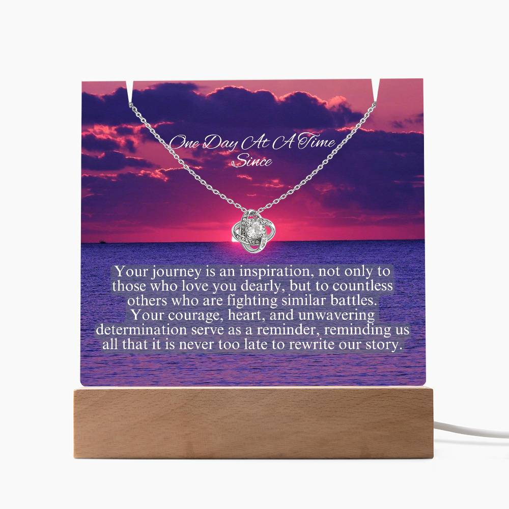 LED Sobriety Gift with Necklace Bundle ~ Customize Sober Date and names