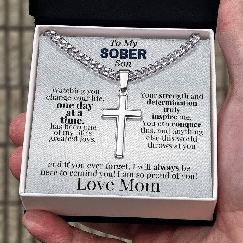 Celebrate Sobriety with a Cross Necklace for Your Son