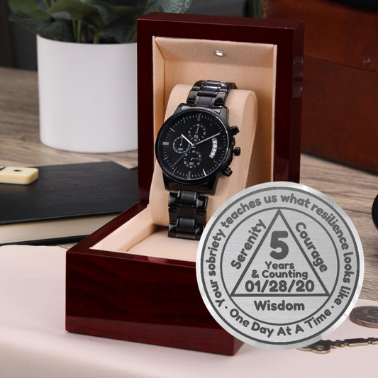 Customizable Sobriety Milestone Watch with Personalized Engraving