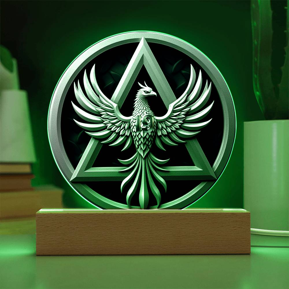 1-50 Year LED Phoenix Sobriety Milestone Plaque – Symbol of Strength & Rebirth | Customizable Year