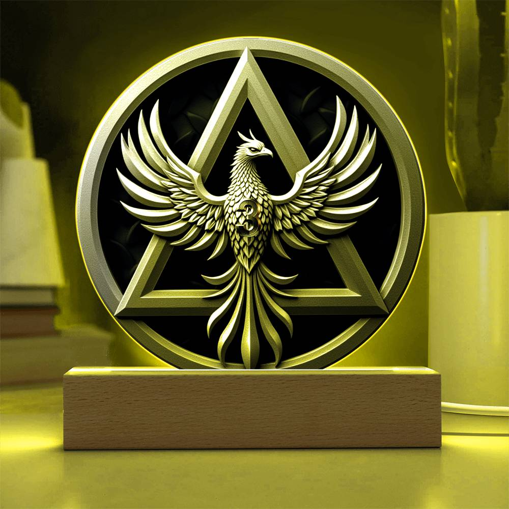 1-50 Year LED Phoenix Sobriety Milestone Plaque – Symbol of Strength & Rebirth | Customizable Year