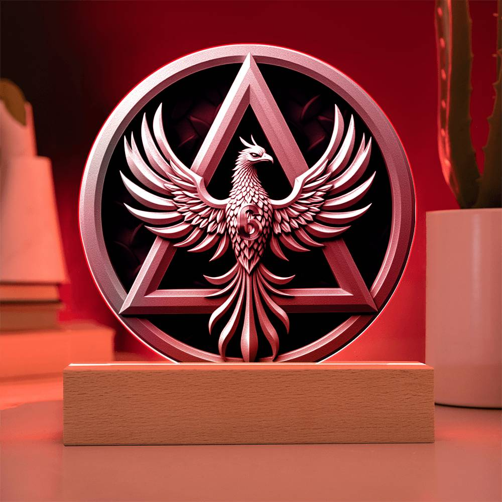 1-50 Year LED Phoenix Sobriety Milestone Plaque – Symbol of Strength & Rebirth | Customizable Year