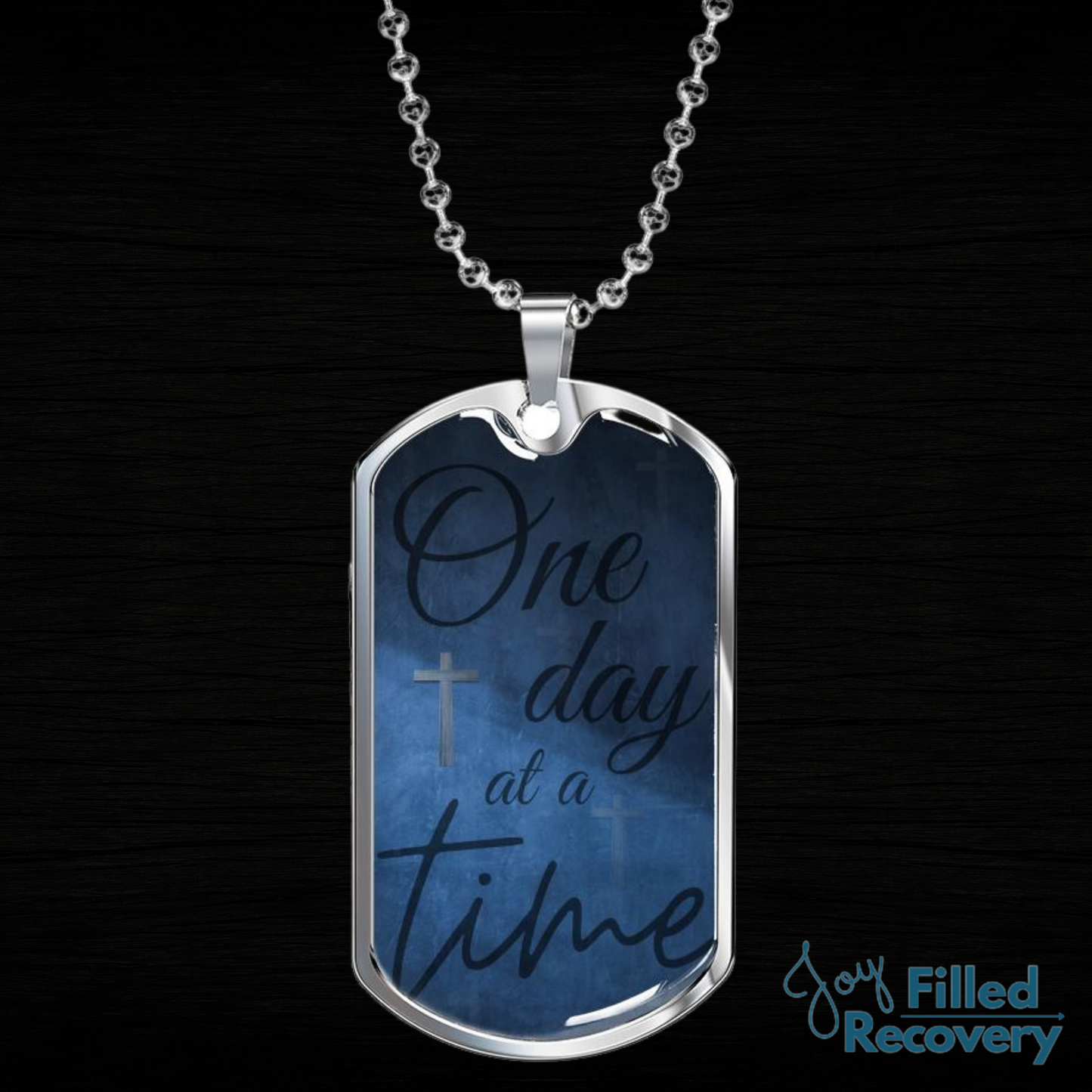 One day at a time - sobriety birthday dog tag necklace