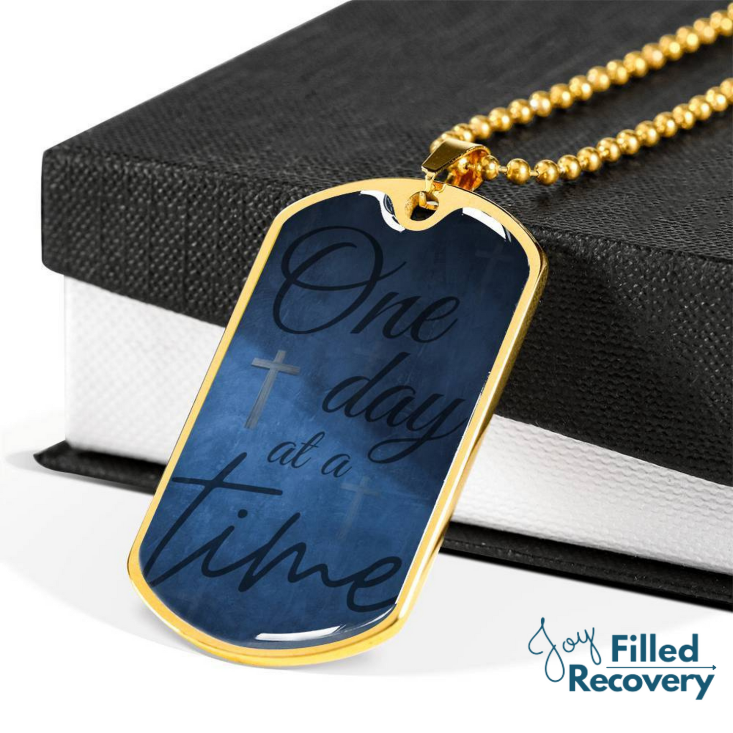 One day at a time - sobriety birthday dog tag necklace