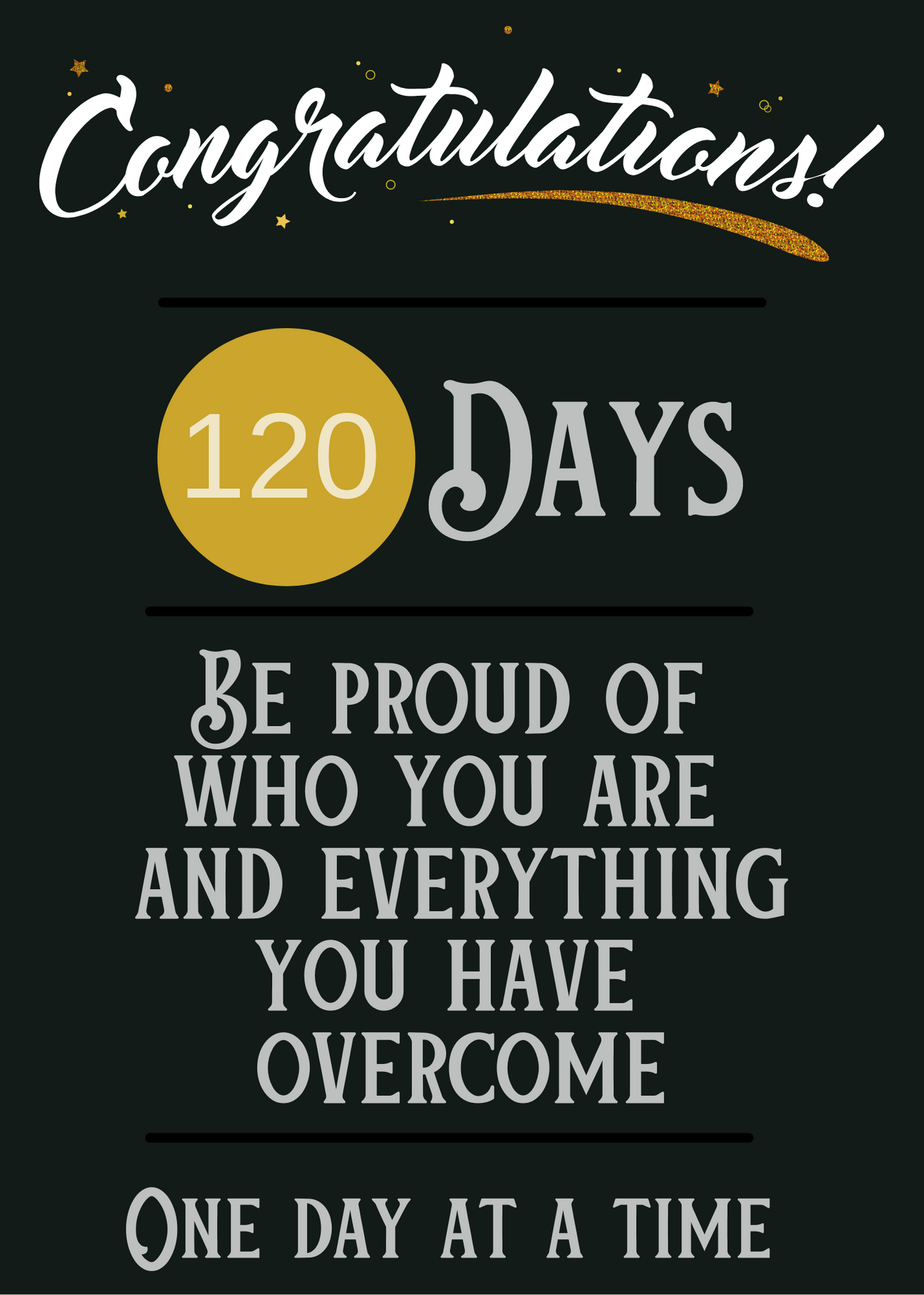 early sobriety milestone cards (30,60,90 and 120 days)