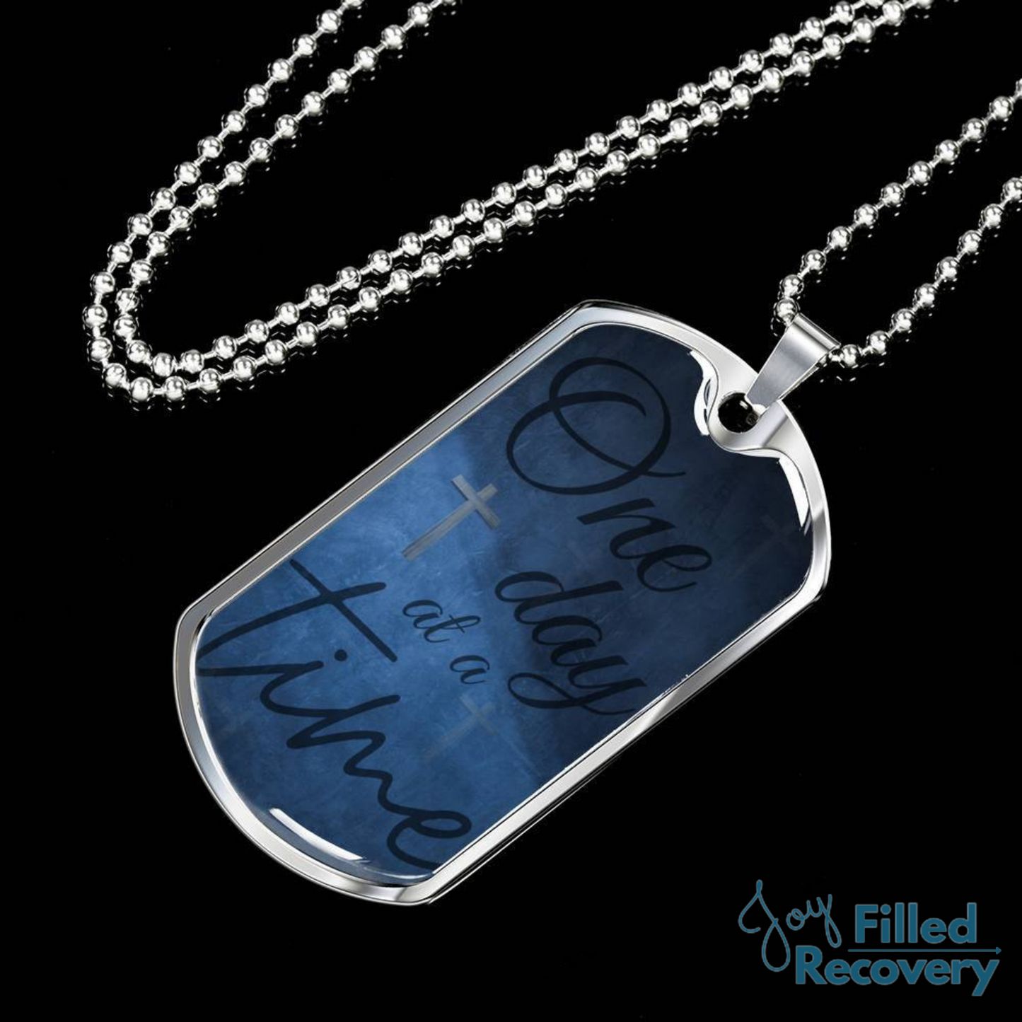 One day at a time - sobriety birthday dog tag necklace