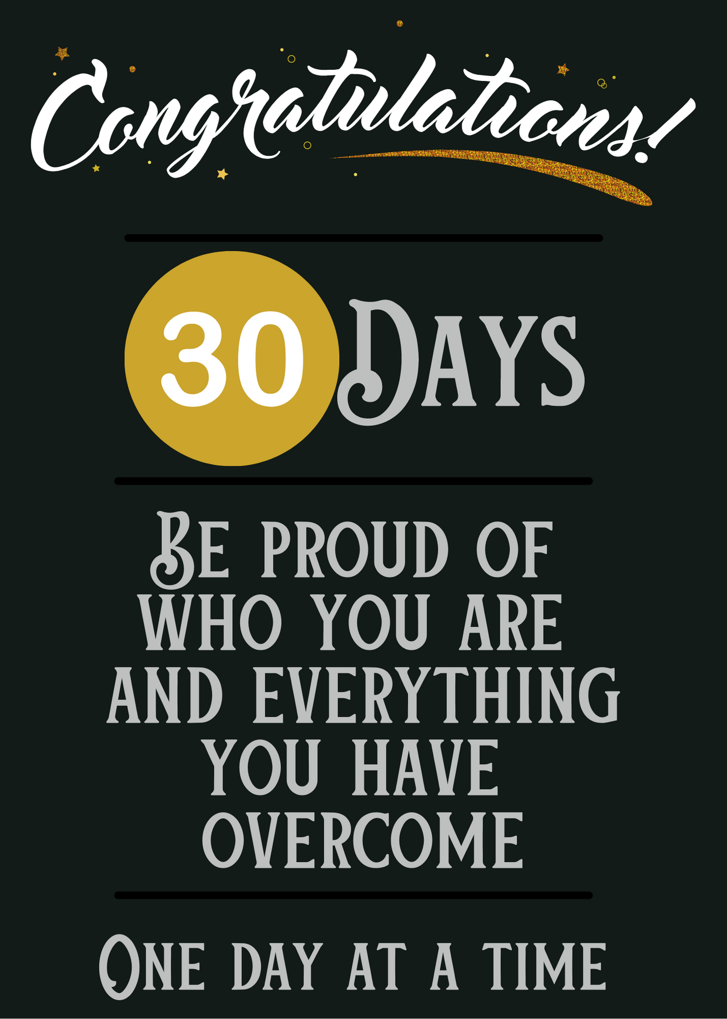 early sobriety milestone cards (30,60,90 and 120 days)