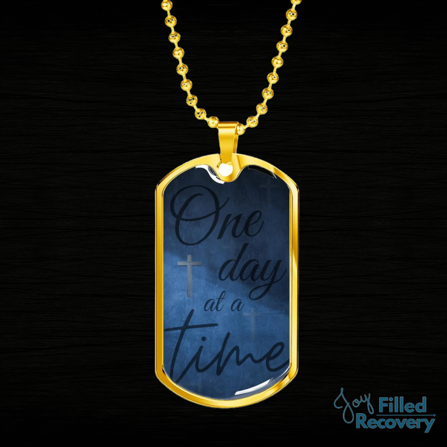 One day at a time - sobriety birthday dog tag necklace