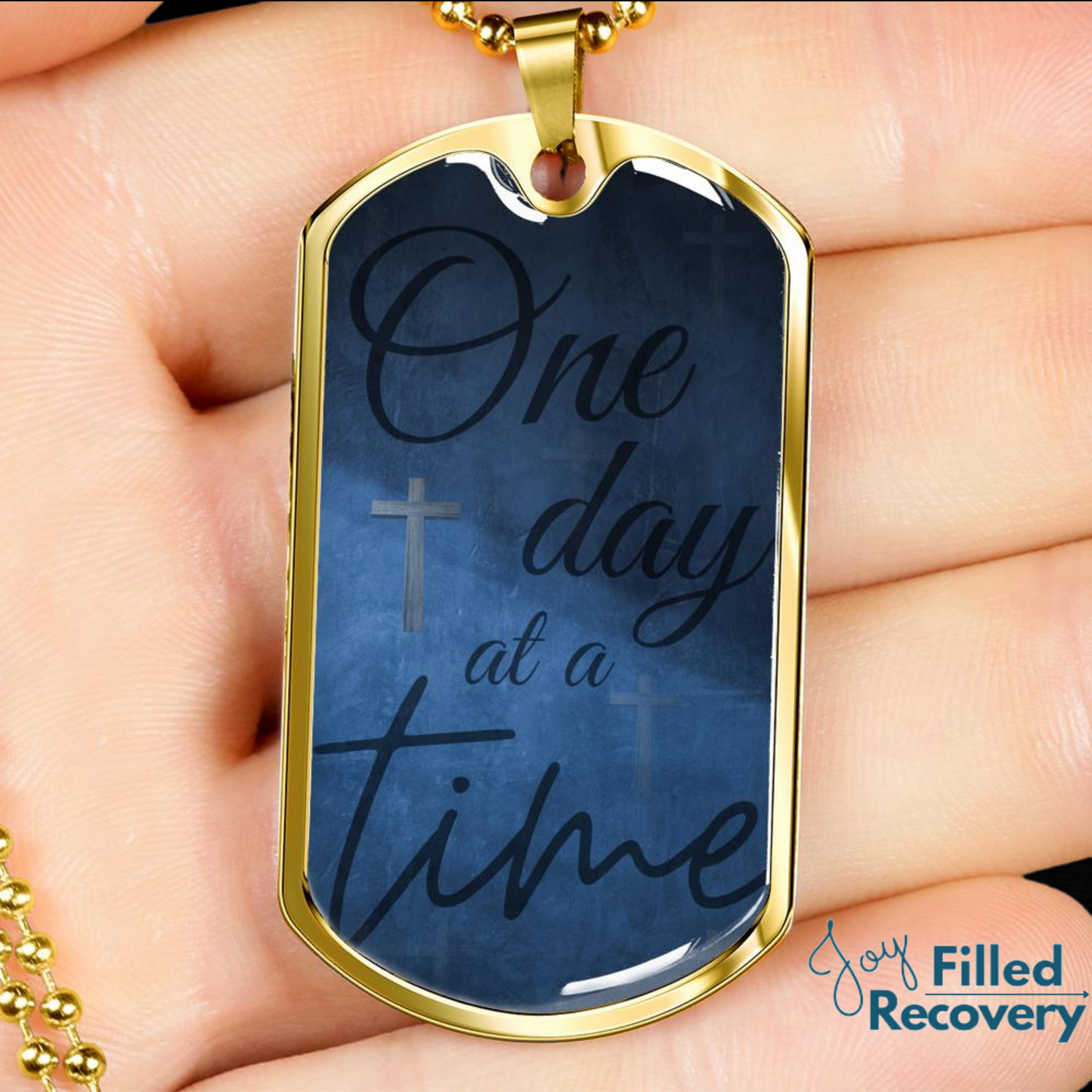 One day at a time - sobriety birthday dog tag necklace